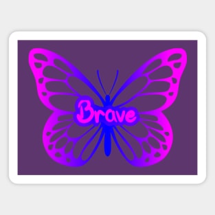 Pink neon Brave Butterfly Magnet